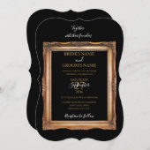 ヴィンテージブラック&金ゴールド結婚ズ 招待状 (正面/裏面)