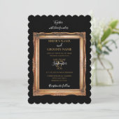 ヴィンテージブラック&金ゴールド結婚ズ 招待状 (スタンド正面)