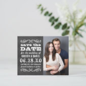 ヴィンテージブラックChalkboard写真Save the Date 案内ポストカード (スタンド正面)