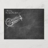 ヴィンテージブラックChalkboard日付を保存 案内ポストカード (裏面)