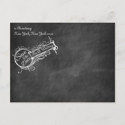 ヴィンテージブラックChalkboard日付を保存 案内ポストカード (裏面)