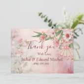 ヴィンテージブラッシュドレス ウェディング サンクス サンキューカード (スタンド正面)