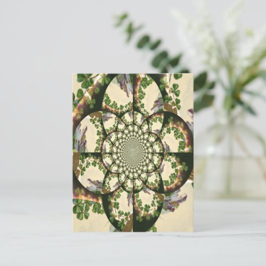 ヴィンテージブラニーキャッスル&シャームロック万華鏡のように千変万化するパターン ポストカード (スタンド正面)