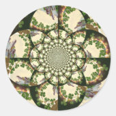 ヴィンテージブラニーキャッスル&シャームロック万華鏡のように千変万化するパターン ラウンドシール (正面)
