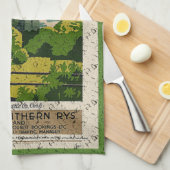 ヴィンテージブラニー城の旅行広告 キッチンタオル (四つ折り)