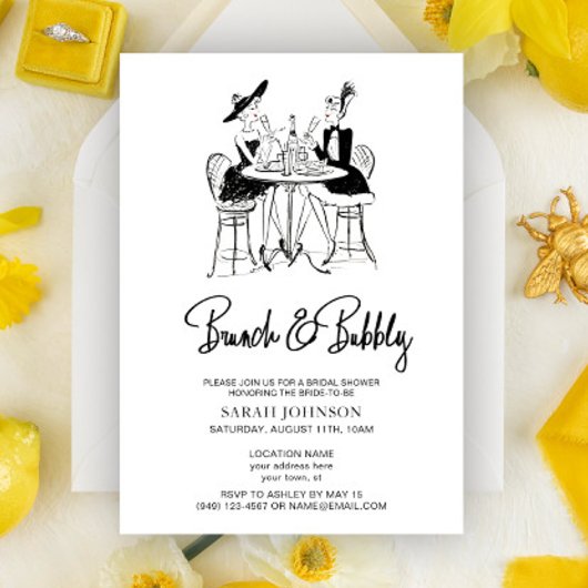 ヴィンテージブランチ&バブリーシャンパンブライダルシャワー 招待状