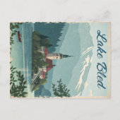 ヴィンテージブリッド湖：アイランドチャーチビュー ポストカード (正面)