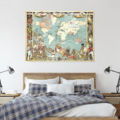 ヴィンテージブリティッシュ・エンパイア世界地図(1886) キャンバスプリント (インサイチュ (寝室))