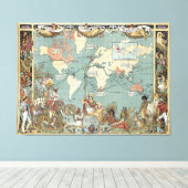 ヴィンテージブリティッシュ・エンパイア世界地図(1886) キャンバスプリント (インサイチュ (ウッドフロア))