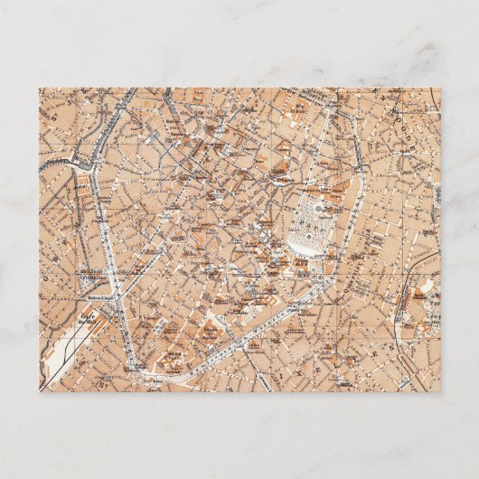 ヴィンテージブリュッセルの地図(1905) ポストカード (正面)