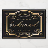 ヴィンテージブリーズメイドシャンパンラベルブラック&金ゴールド スパークリングワインラベル (シングルラベル)