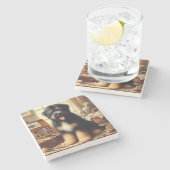 ヴィンテージブリード絵画ドッグ ストーンコースター (横)