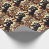 ヴィンテージブリード絵画ドッグ ラッピングペーパー (角)