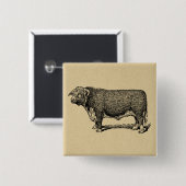 ヴィンテージブルカントリー&ファームをテーマにしたアート 缶バッジ (正面&裏面)