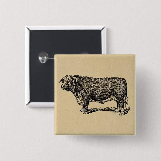 ヴィンテージブルカントリー&ファームをテーマにしたアート 缶バッジ (正面&裏面)