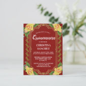 ヴィンテージブルガンディイエローローズキンセアニェラ誕生日 ポストカード (スタンド正面)