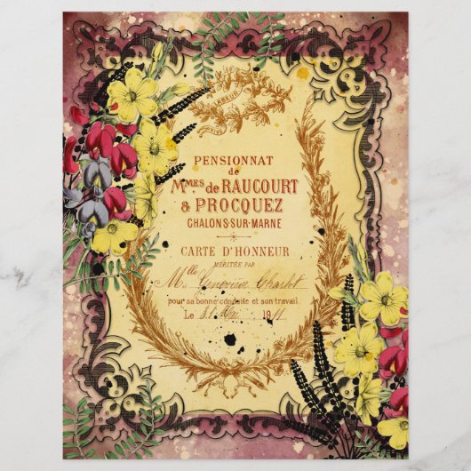 ヴィンテージブルガンディエフエマフレームスクレープブック紙 (正面)