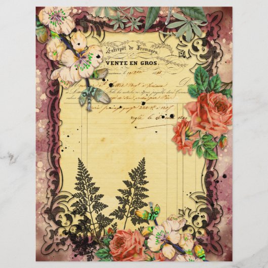 ヴィンテージブルガンディエフエマフレームスクレープブック紙 (正面)