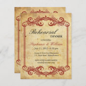 ヴィンテージブルガンディスワールリハーサルディナー招待状 招待状 (正面/裏面)