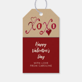 ヴィンテージブルガンディタウペバレンタインデーXXOO ギフトタグ