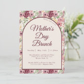 ヴィンテージブルガンディーピンク花模様マザーズデイブランチ 招待状 (スタンド正面)