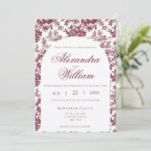 ヴィンテージブルグンディフランスのトワール結婚式招待状 招待状 (スタンド正面)