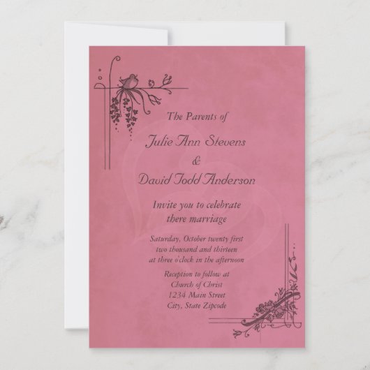 ヴィンテージブルグンディ結婚ズ 招待状 (正面)