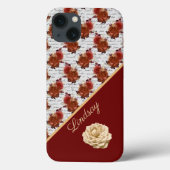 ヴィンテージブルゴーニュと白バラの模様 Case-Mate iPhoneケース (裏面)