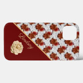 ヴィンテージブルゴーニュと白バラの模様 Case-Mate iPhoneケース (裏面 (横))