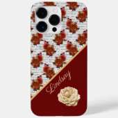 ヴィンテージブルゴーニュと白バラの模様 Case-Mate iPhoneケース (裏面)