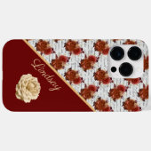 ヴィンテージブルゴーニュと白バラの模様 Case-Mate iPhoneケース (裏面 (横))