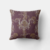 ヴィンテージブルゴーニュと金ゴールドダマスク クッション (裏面)