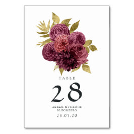 ヴィンテージブルゴーニュと金ゴールドフローラ結婚ズ テーブルナンバー