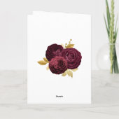 ヴィンテージブルゴーニュと金ゴールド結婚フローラの写真 サンキューカード (裏面)