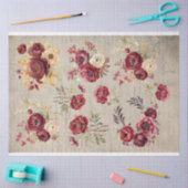 ヴィンテージブルゴーニュの花オールド紙 薄葉紙 (クラフト)