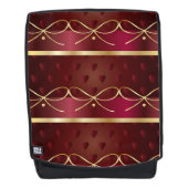 ヴィンテージブルゴーニュカラーデコーラグジュアリー金ゴールドパターン バックパック (正面)