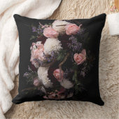 ヴィンテージブルゴーニュクリーミーフローラ装飾用クッション クッション (ブランケット)