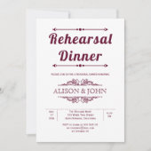 ヴィンテージブルゴーニュタイポグラフィリハーサル 招待状 (正面)