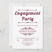 ヴィンテージブルゴーニュタイポグラフィ婚約パーティ 招待状 (正面)