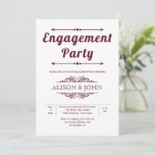 ヴィンテージブルゴーニュタイポグラフィ婚約パーティ 招待状 (スタンド正面)