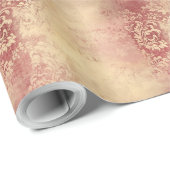 ヴィンテージブルゴーニュバラと金ゴールドバロック・ダマスク ラッピングペーパー (ロールコーナー)