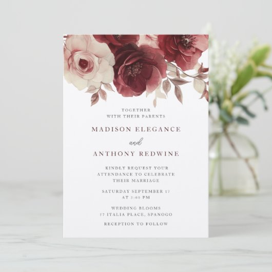 ヴィンテージブルゴーニュバラエレガンス結婚ズ 招待状 (スタンド正面)