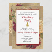 ヴィンテージブルゴーニュバラクリスマスホリデーパーティー 招待状 (正面/裏面)