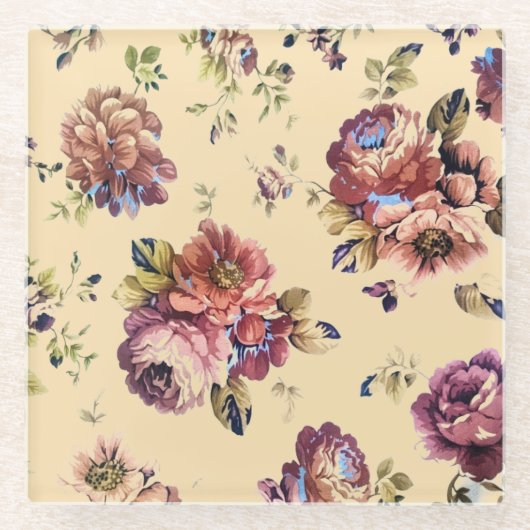 ヴィンテージブルゴーニュバラコースター ガラスコースター (正面)