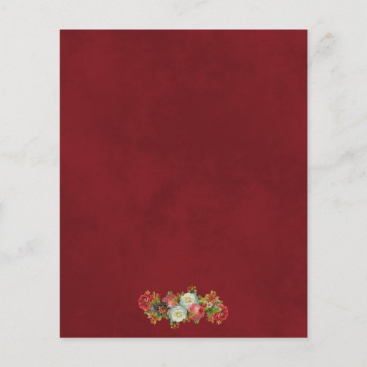 ヴィンテージブルゴーニュフローラ予算結婚式招待状 (裏面)