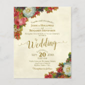 ヴィンテージブルゴーニュフローラ予算結婚式招待状 (正面)