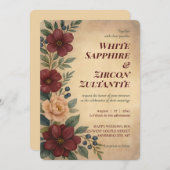 ヴィンテージブルゴーニュフローラ結婚式 招待状 (正面/裏面)