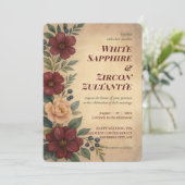 ヴィンテージブルゴーニュフローラ結婚式 招待状 (スタンド正面)