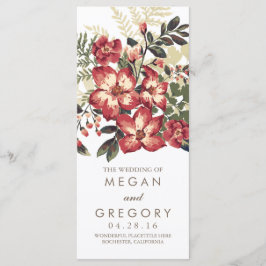 ヴィンテージブルゴーニュ花結婚式プログラム プログラム