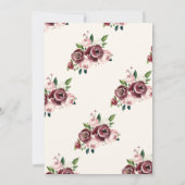 ヴィンテージブルゴーニュ赤面ピンク金ゴールド結婚フローラ 招待状 (裏面)